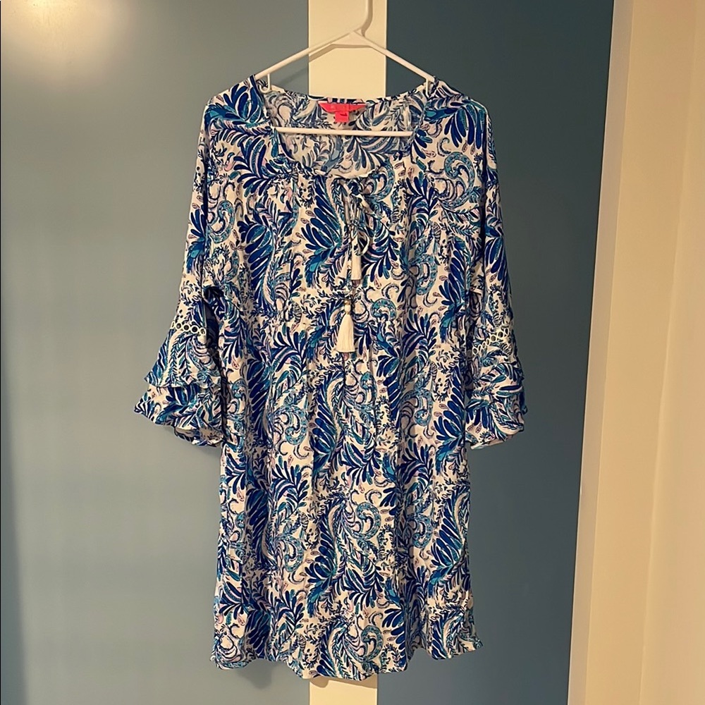 Lilly Pulitzer Blue and White Floral Dress